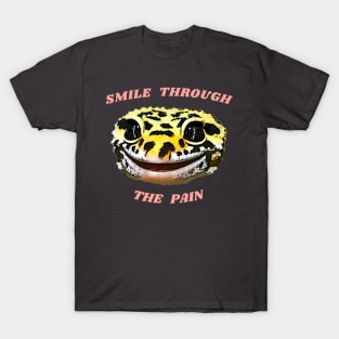 Leopard Gecko Smile Through the Pain Funny Pet Lizard Lover T-Shirt